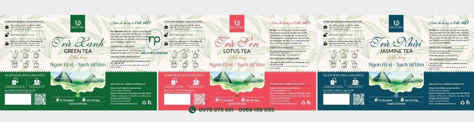 Mẫu tem nhãn bột trà xanh giúp nhận diện thương hiệu